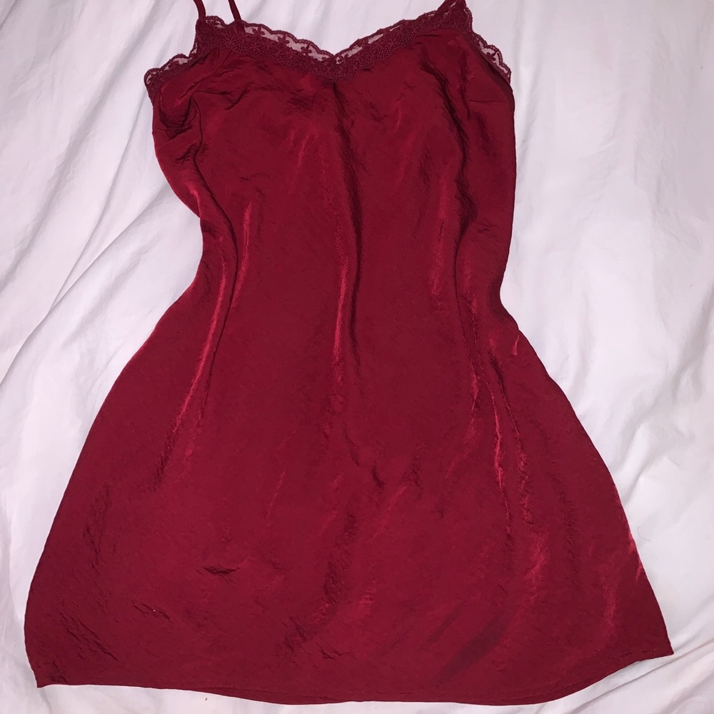Red Satin Slip Dress